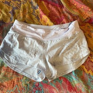 Small (4) lululemon limited edition light blue&black marble shorts
